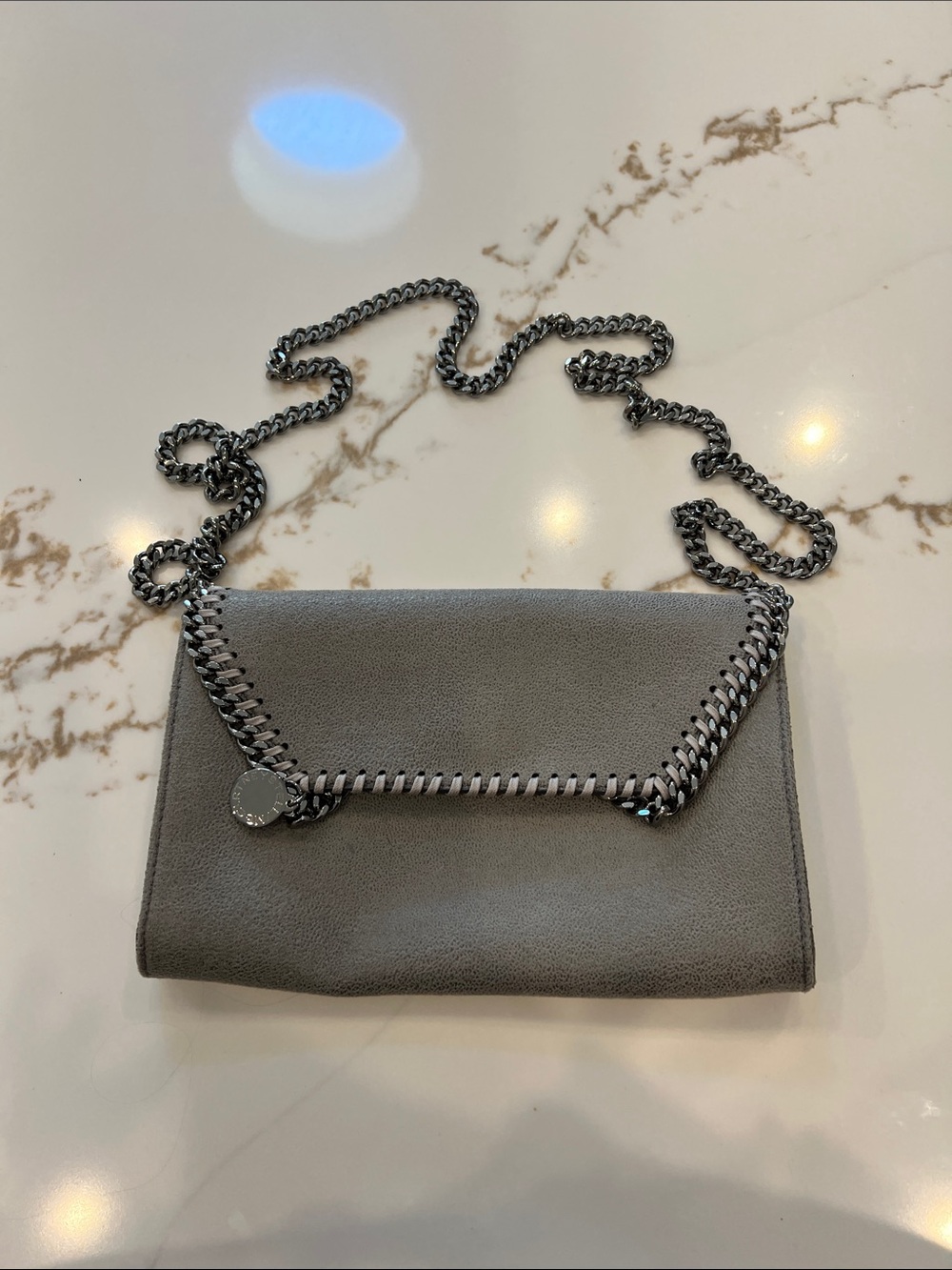 Stella McCartney Gray Faux-Leather Chain Crossbody